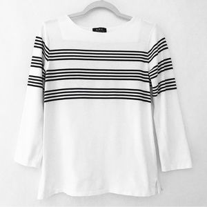 A.P.C. Rue Madame Paris White Breton Stripe Top